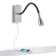 LED-Wandleuchte Milos nickel mit USB-Ladeanschluss