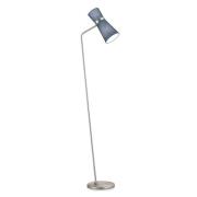 Stehlampe Yuna-S mattnickel, Schirm blau beweglich