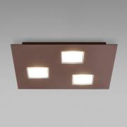 Fabbian Quarter - braune LED-Deckenlampe 3flg.