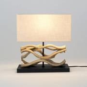 Tischleuchte Panarea, holzfarben/beige, Höhe 42 cm, Holz