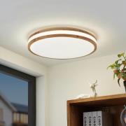 Lindby LED-Deckenlampe Emiva, Lichtquelle mittig, CCT, Holz