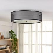 Lindby Tobia Stoffdeckenlampe, Organza schwarz