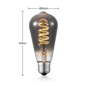 Lucande LED-Lampe E27 ST64 4W 1.800K dimmbar titan