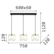 Ideal Lux Hängelampe Lingotto, 3-flammig, 3 Käfige, schwarz