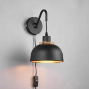 Wandlampe Punch Schalter und Stecker, schwarz/gold