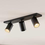 Arcchio Strahler Brinja, schwarz, eckig, Ø 6cm, 3-flg., GU10