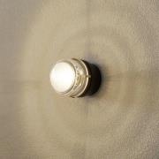Oluce Wandleuchte Fresnel, schwarz, Glaslinse, IP44, E14