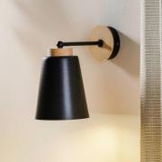 Wandlampe Periot K1 mit Holzdekoration, schwarz