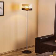 Stehlampe Helen mit Textilschirm grau-schwarz-gold