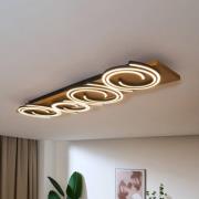 LED-Deckenleuchte Rifia, braun, Länge 115 cm, 4-flg., Holz