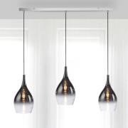 Paul Neuhaus Hängelampe Pilua, rauch, Glas, 100 cm, 3-flg.