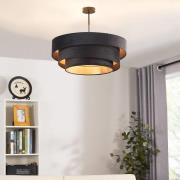 Lindby Jusari Deckenlampe, schwarz, Textil, Ø 56cm