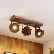 Lindby Deckenspot Farovi, rost, 45 cm, 3-flammig, Holz, GU10