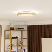 Lindby Smart LED-Deckenleuchte Mirren Holz Ø39,5cm CCT Tuya