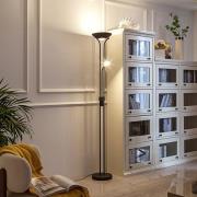 Lindby LED-Standleuchte Josefin, schwarz, Leselicht, dimmbar