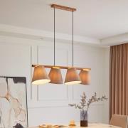 Lucande Hängeleuchte Jinda, grau, Holz, Stoff, 120 cm, E27