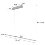 LED-Hängeleuchte Bande, 155 cm, up/down, stahl, CCT, Dimmer