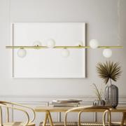 Hängeleuchte Pomi, 7-flammig, goldfarben, Glas, linear