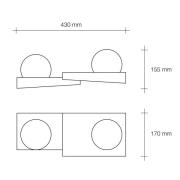 Wandleuchte Cicladi, 2-flg., 43 cm breit, weiß, Gips, GX53