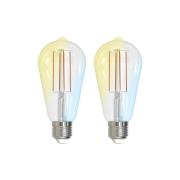 LUUMR Smart LED E27 ST64 7W ZigBee Tuya Hue klar 2er-Set