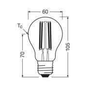 OSRAM LED-Leuchtmittel Birne Filament E27 2,2W 2700K dimmbar