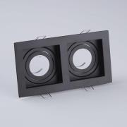 Einbauleuchte Grid Two, 2-flg, schwarz, 18,5x10cm, Alu, GU10