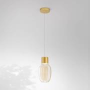 LED-Hängeleuchte Lapo, 1-flammig, cognacfarben, Ø 16cm, Glas
