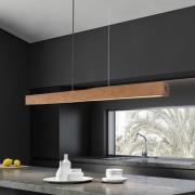 LED-Holzhängeleuchte Teo, walnuss, 126 cm, Touchdimmer