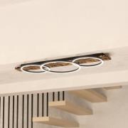 LED-Deckenlampe Boyal, schwarz, Länge 101 cm, Holz, 3-flg.