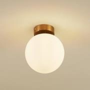 Lucande Deckenlampe Bidolo, messingfarben, Glas, 15 cm, IP44