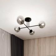 Deckenlampe Glassy, 4-flg. gekreuzt schwarz/grafit