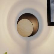 Wandlampe Circle in Schwarz mit Holz-Dekorplatte