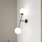 Wandlampe Linear, schwarz/opal, zweiflammig