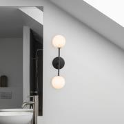 PR Home Wandleuchte Sigma D, schwarz/opal, 2-flg. 49 cm Glas
