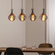 Hängelampe Sinka rauchgrau/antikgold 80 cm Glas/Metall 4flg.