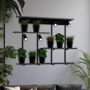 Wandleuchte Shelf, schwarz, Breite 102 cm, Holz, 4-flg.