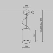 Maytoni LED-Hängeleuchte Efir, schwarz, Ø 9,5 cm, 25 W, 38°