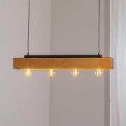 Deckenlampe Miluza, schwarz/braun, Länge 76 cm, Holz, 4-flg.