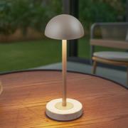 Lindby LED-Akku-Tischlampe Pippin, gold/travertin, Höhe 27cm