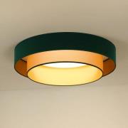 LED-Deckenlampe Luneta, Samt grün/gold, Ø 60 cm, 3-step-dim
