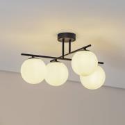 Deckenleuchte Aurora, schwarz, Ø 50 cm, 4-flammig, Glas, E14