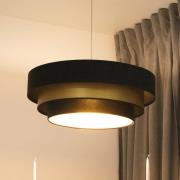Hängeleuchte Triniti, schwarz/gold, Ø 60 cm, Textil
