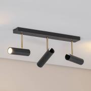 Deckenleuchte Axion, 3-flammig, schwarz/gold, lang, Stahl