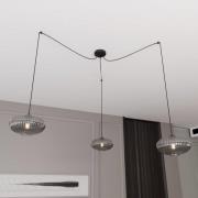 Hängelampe Origo, rauchfarben, dezentral, Glas, 3-flg.