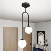 Deckenlampe Atria, opal/schwarz, Höhe 76 cm, Metall, 2-flg.