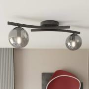 Deckenlampe Opus, Länge 60 cm, rauchgrau/schwarz, 2-flg.