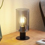 Lindby Tischleuchte Emavi, schwarz/rauchgrau, Glas, E27