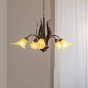 Hängeleuchte Alga, 5-flammig, Eisen, Glas, Florentiner
