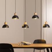 Pendellampe Seco, Länge 116 cm, schwarz, Metall/Holz, 5-flg.