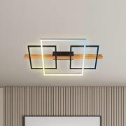 LED-Deckenleuchte Cadre, CCT, 75cm, schwarz, Holz
